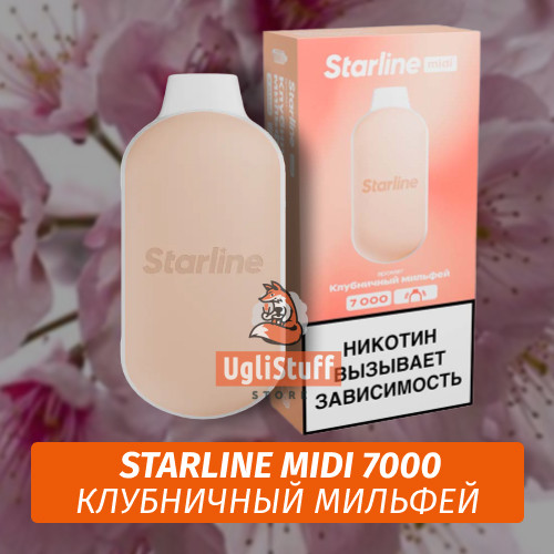 Одноразовая ЭС Starline Midi Клубничный Мильфей 7000 Одноразовая ЭС Starline Midi Клубничный Мильфей 7000