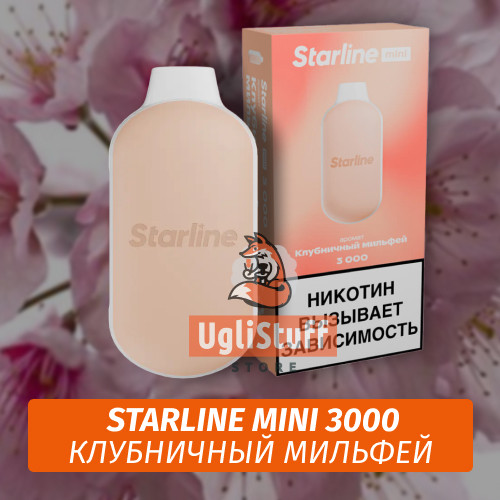 Одноразовая ЭС Starline Mini Клубничный Мильфей 3000 Одноразовая ЭС Starline Mini Клубничный Мильфей 3000