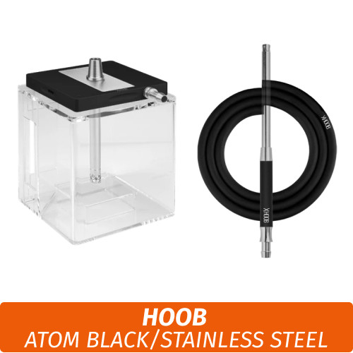 Кальян Hoob Atom - Black/StainlessSteel/CubeTransparent