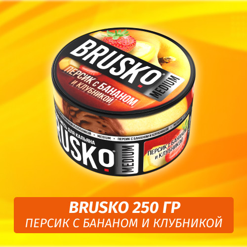 Brusko 250 гр Персик с Бананом и Клубникой (Бестабачная смесь) Brusko 250 гр Персик с Бананом и Клубникой (Бестабачная смесь)