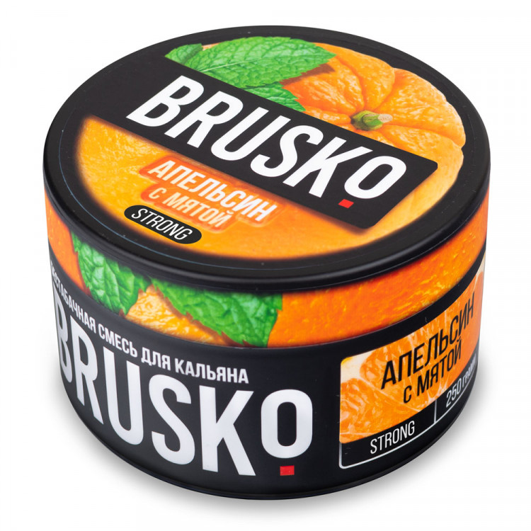 Brusko Strong 250 гр Апельсин с Мятой (Бестабачная смесь) Brusko Strong 250 гр Апельсин с Мятой (Бестабачная смесь)